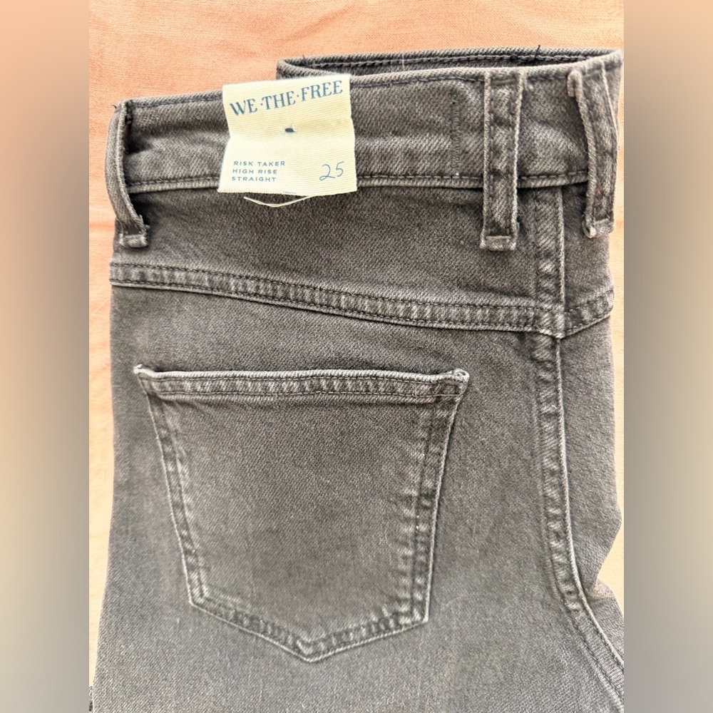 Free People WE-THE-FREE Washed Black High-Rise Risk Taker Jeans - Picture 8 of 8